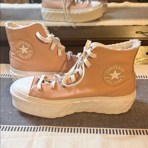 Converse High-Top Platform Sneakers in Blush